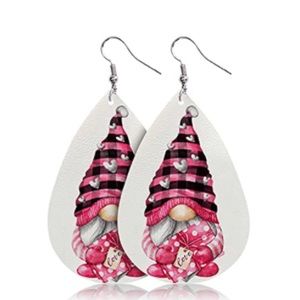 Valentine’s Day Gnome Faux Leather Earrings